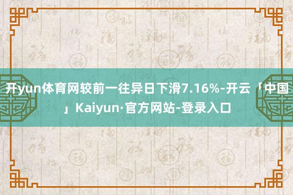 开yun体育网较前一往异日下滑7.16%-开云「中国」Kaiyun·官方网站-登录入口